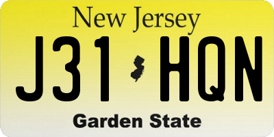 NJ license plate J31HQN