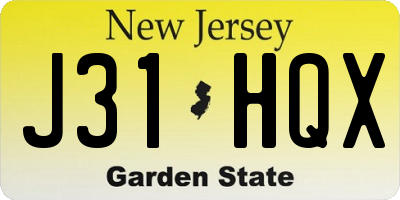 NJ license plate J31HQX