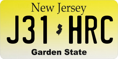 NJ license plate J31HRC