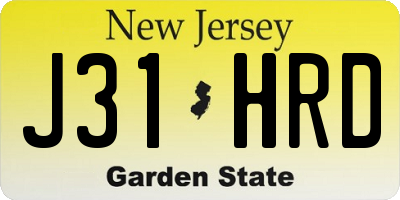 NJ license plate J31HRD
