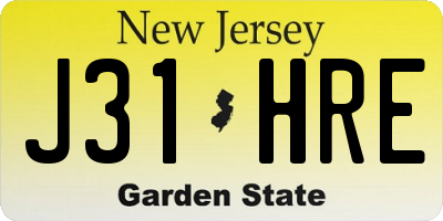 NJ license plate J31HRE