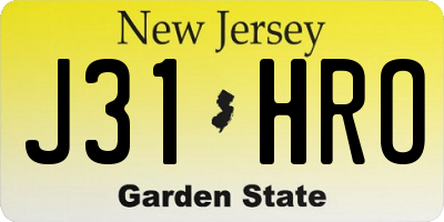 NJ license plate J31HRO
