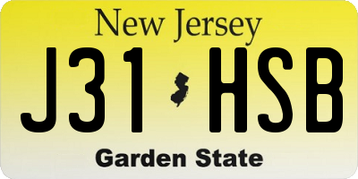 NJ license plate J31HSB
