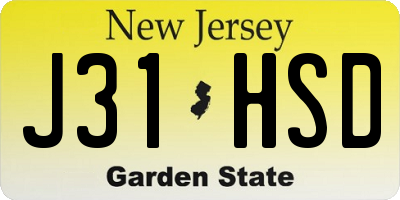 NJ license plate J31HSD