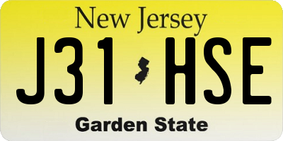 NJ license plate J31HSE