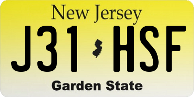 NJ license plate J31HSF