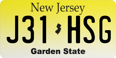 NJ license plate J31HSG