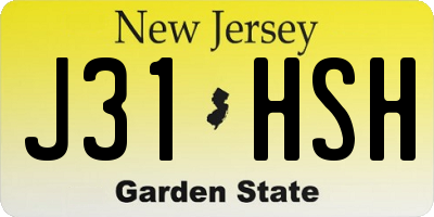 NJ license plate J31HSH