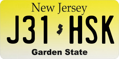 NJ license plate J31HSK