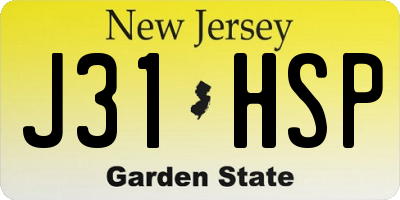 NJ license plate J31HSP