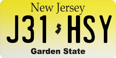 NJ license plate J31HSY