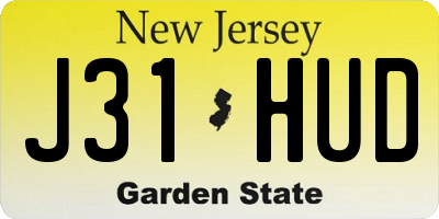 NJ license plate J31HUD