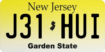 NJ license plate J31HUI