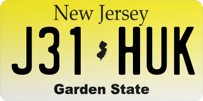 NJ license plate J31HUK