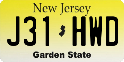 NJ license plate J31HWD