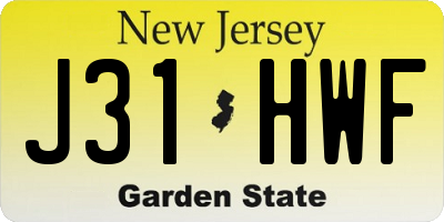 NJ license plate J31HWF