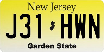 NJ license plate J31HWN