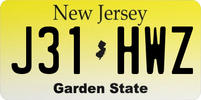 NJ license plate J31HWZ