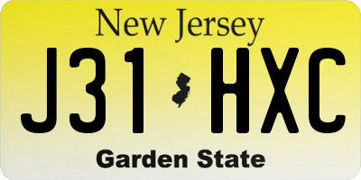 NJ license plate J31HXC