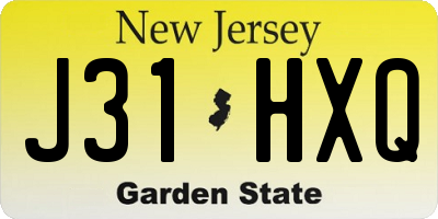 NJ license plate J31HXQ