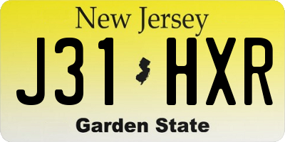 NJ license plate J31HXR