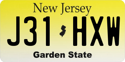 NJ license plate J31HXW