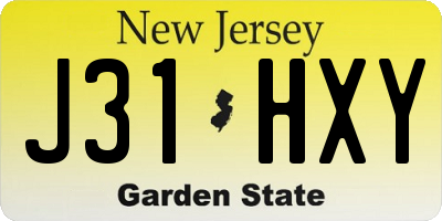 NJ license plate J31HXY