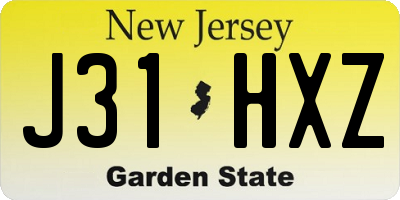 NJ license plate J31HXZ