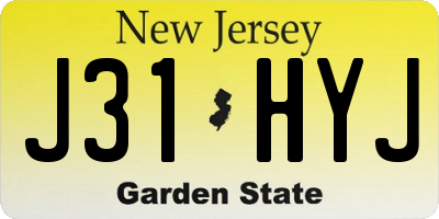 NJ license plate J31HYJ