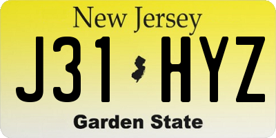NJ license plate J31HYZ