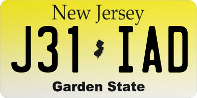NJ license plate J31IAD