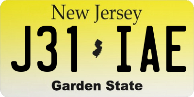 NJ license plate J31IAE