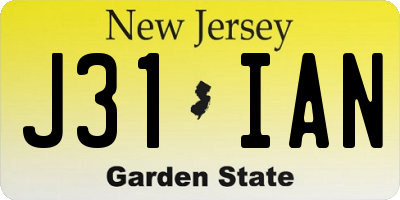 NJ license plate J31IAN