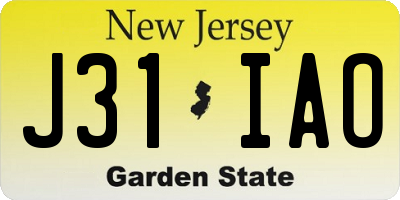 NJ license plate J31IAO