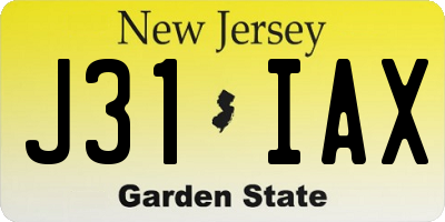 NJ license plate J31IAX