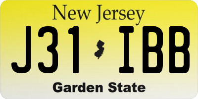 NJ license plate J31IBB