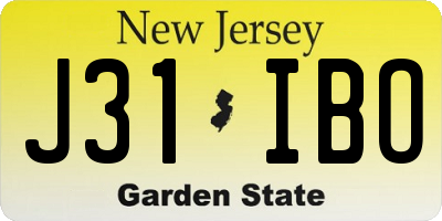 NJ license plate J31IBO