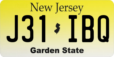NJ license plate J31IBQ