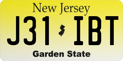 NJ license plate J31IBT