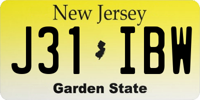 NJ license plate J31IBW
