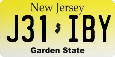 NJ license plate J31IBY