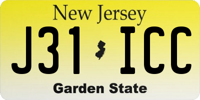 NJ license plate J31ICC