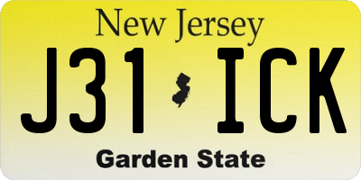 NJ license plate J31ICK