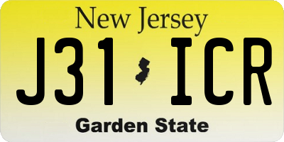 NJ license plate J31ICR