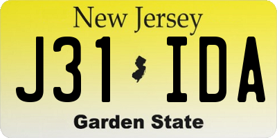 NJ license plate J31IDA