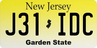 NJ license plate J31IDC