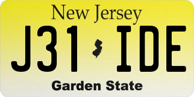 NJ license plate J31IDE