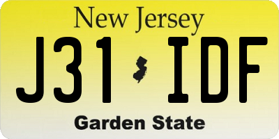 NJ license plate J31IDF