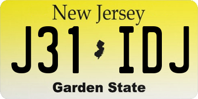 NJ license plate J31IDJ