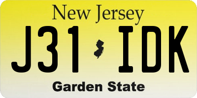 NJ license plate J31IDK